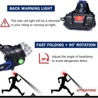 Linterna Frontal Recargable USB 18650 Con Sensor De Movimiento LED Impermeable Para Pesca Y Camping Luz De Mano Portátil - details 5