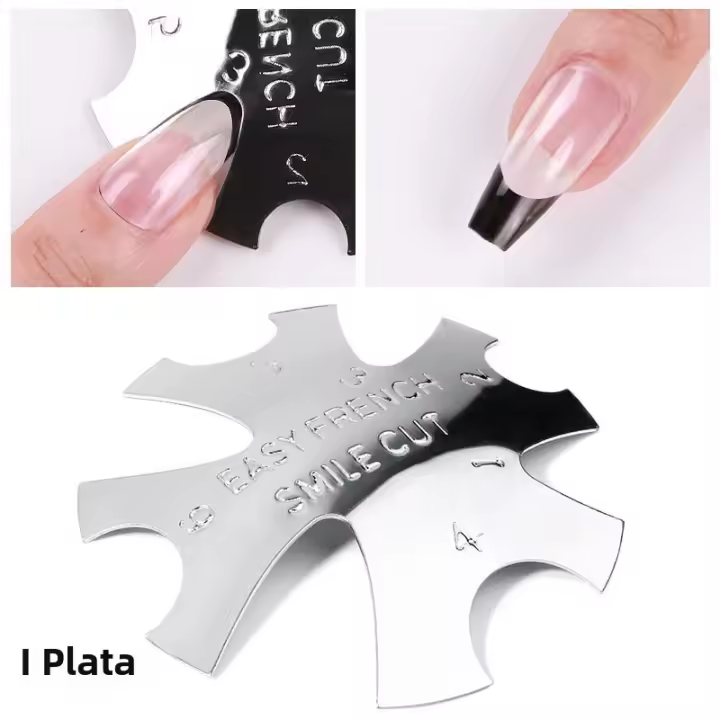 Molde De Estilo pro 12 Para Manicura Francesa Fácil Corte De Uñas Con Delineador V Línea Almohadilla De Uñas Diseño De Dátil Herramienta De Corte De Uñas De Acero Inoxidable - 1
