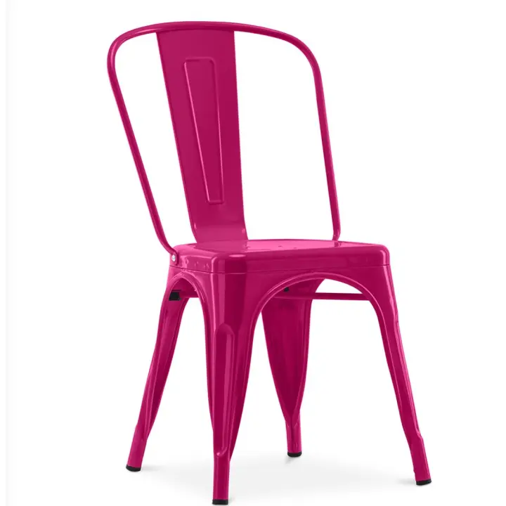 ORION91 Silla Acero BETA Fucsia Apilable (84x45,5x52 cm) Estilo Industrial Convertible a Taburete Antideslizante Comedor Hostelería Oficina Salón Teletrabajo Cocina - SpazioLuzio - 1