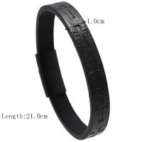 Pulsera De Cuero Hiphop Rock Para Hombres Con Hebilla Magnética Cruzada Accesorios Casuales Joyería Punk Pulsera Brazalete - details 4