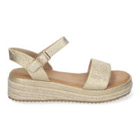 Davinia Shoes Sandalias Planas para Mujer, con Yute, Elegantes y Comodas con Pala Abierta y Hebilla Ajustable, Ideales para Verano. Shoes&Blues.es CF-3027-Oro - details 1