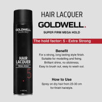 Goldwell Salon Only Hair Lacquer Mega Hold 600 Ml. / Laca Profesional de Fijación Extra Fuerte Nivel 5 / Spray para Peinados Duraderos / Aporta Brillo, Control y Acabado Sin Apelmazar. - details 1