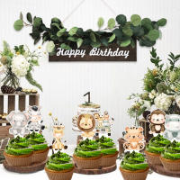 24Pcs Topper De Pastel De Animales Salvajes Para Niños Tigre Elefante Giraffa Decoración De Cumpleaños Selva Selva DIY Suministros De Decoración De Pastel - details 3