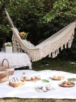 Hamaca de jardín de algodón suave con fondo, ideal para jardín, porche, viajes, camping - details 7