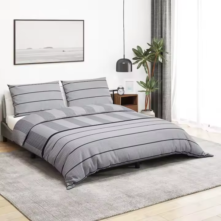 Juego de funda nórdica algodón gris 225x220 cm - 1