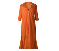 Vestido Largo Casual De Mujer Jocoo Jolee Otoño Invierno Con Botones Y Abertura Lateral Manga Larga Midi Suelto A-Line - details 4