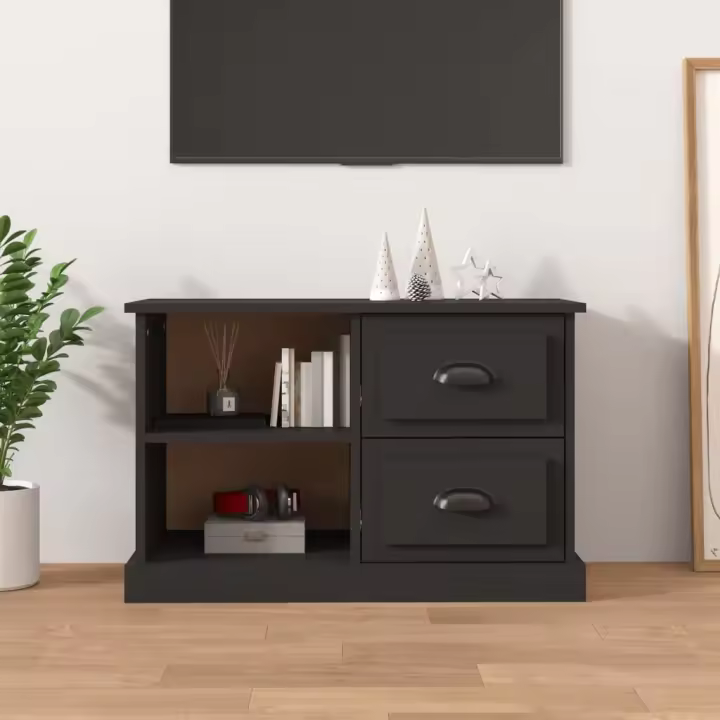 vidaXL Mueble para TV madera contrachapada negro 73x35,5x47,5 cm - 1