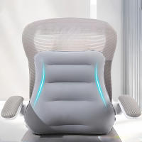 Cojín De Lumbar Inflable Gris Para Viajes De Larga Duración Cojín De Asiento De PU Para Avión Y Rail Cuello De Silla De Oficina Almohada De Lumbar De Tela Flocada - details 5