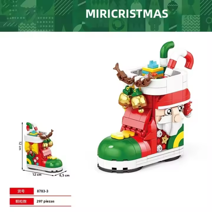 Bloques De Construcción De Navidad Y Año Nuevo Con Casa De Jengibre Y Coche De Dragón Pequeño Tren Y Calcetines De Navidad Para Niños Material Plástico Unisex - 1