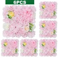 6Pcs Paneles De Flores Artificiales Rosas Y Euforbia En Seda Para Decoración De Fondo De Bodas Y Fiesta Decoración Del Hogar Y Eventos - details 12