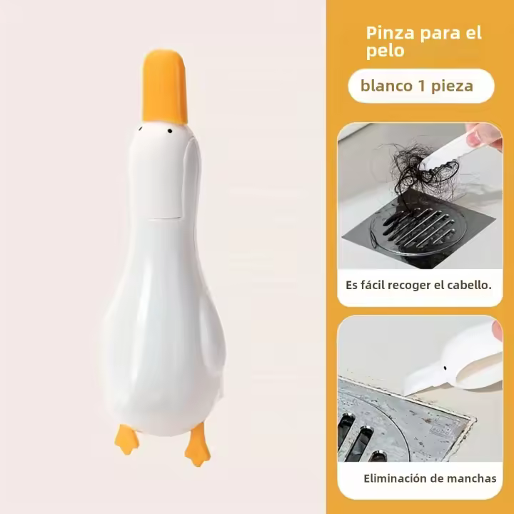 Herramienta De Limpieza Para El Baño En Forma De Pato Con Doble Cabeza Y Agujero De Drenaje 2-en-1 Eliminador De Polvo Y Manchas - 1