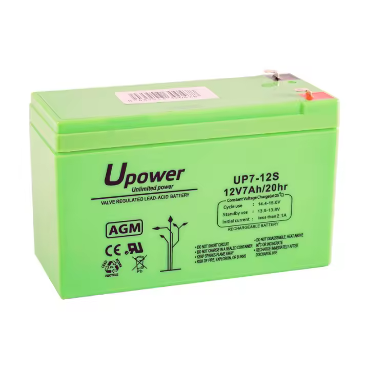 Batería AGM U-Power 12V 7Ah para Sistemas de Alarma, SAIS y Equipos Médicos - 1