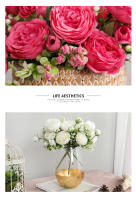 1PC Bouquet De Flores Artificiales Rosa Peonía Blanca Para Decoración De Casamientos Invierno Y Fiestas En Casa Plantas Falsas Baratas - details 12
