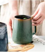 Tazas de café de cerámica grandes de 24 oz/700 ml con mango dorado, taza de té Extra Grande para la Oficina y el hogar, regalo y presente, 700 ml verde - details 3