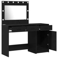 Juego de tocador de 2 piezas con LED de vidaXL en madera negra - details 2