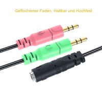FGNS Adaptador Jack 3,5mm macho a Micro y Auriculares,able de audio y divisor con microfono separado y conector para auriculares, Adaptador Jack 3,5mm macho a   2 Machos Compatible para PC Desktop Laptop Tablet Cascos PS4 Xbox One Switch - details 0