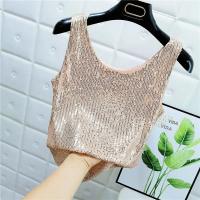 Chaleco De Noche Con Lentejuelas Para Mujer Estilo De Calle Blanca Brillante Poliéster Talla Regular Top De Verano 2022 - details 23
