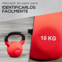 HOMCOM Pesa Rusa de Hierro Fundido Kettlebell con Revestimiento de Neopreno y Mango Ancho Mancuernas de Bola para Entrenamiento de Fuerza en Gimnasio Casa - details 4