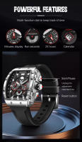 Reloj De Pulsera Militar LIGE Para Hombres Con Dial Grande Y Esqueleto De Cráneo Cronógrafo De Silicona Resistente Al Agua Y Luminoso - details 2