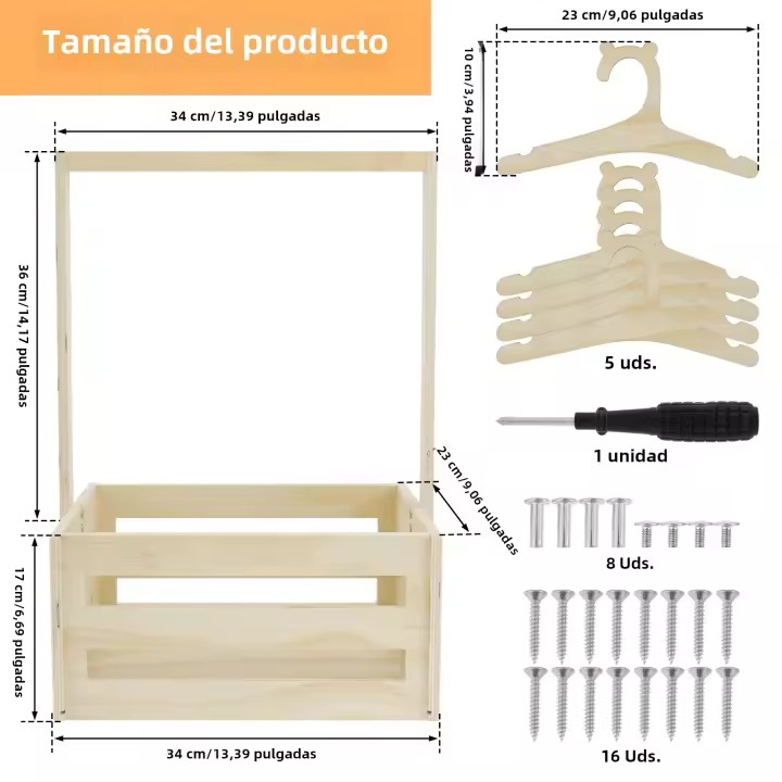 Cesta De Almacenamiento Para Bebé De Madera Con Manija Cesta De Regalo Multifuncional Para Niños Y Niñas Nuevos Padres Decoración De Baño Y Dormitorio - 1
