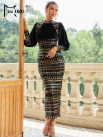 Vestido Largo De Noche Vintage Negro De Veludo Con Aros Y Manga Larga Para Mujer Missord Vestido De Fiesta De Bodycon Para Bodas Y Premiaciones - details 5