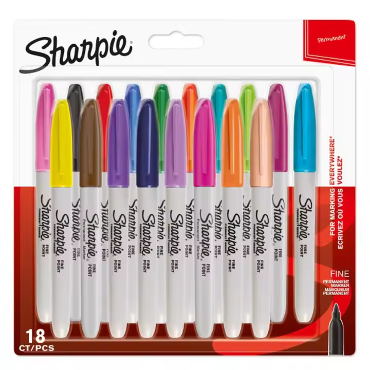 SHARPIE ROTULADOR SHARPIE PERMANENTES PUNTA FINA 18 COLORES SURTIDO SHARPIE 17x2x20 Cms. - 1
