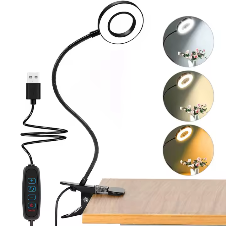 Lámpara De Escritorio Con 48 LEDs Luz De Lectura USB Ajustable En 3 Niveles Protección Ocular Gooseneck Flexible 360° Luz De Libro Para Cama - 1