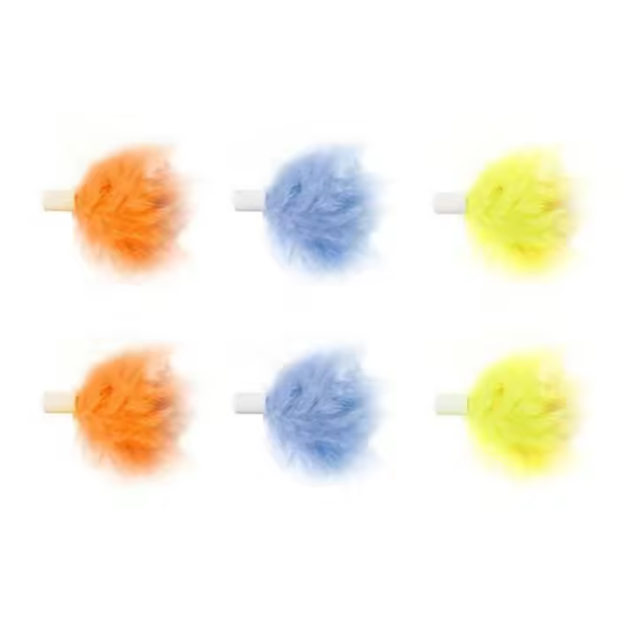 Juguete Interactivo Para Gatos 6 Piezas Cabezas De Plumas Divertidas Para Ejercicio De Gatos Color Orange Blue Yellow - 1