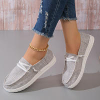 Zapatos Deportivos Casuales Para Mujer Ligeros Y Antideslizantes Zapatillas Planas Con Cordones Para Exteriores Zapatos De Mezclilla - details 8