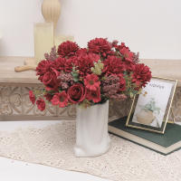 Bouquet De Rosas Artificiales Daisy Decoración Elegante Para El Hogar Y Bodas Falsas Para Vaso Decorativo DIY Accesorios Navideños Plantas Manuales - details 5