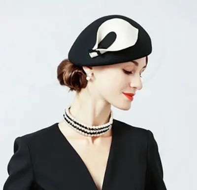 FS Sombrero De Punto De Lana 100% Para Mujer Elegante Beret Pequeño Top Fascinator Para Invierno Catedral Flores Fedora Casual - 1