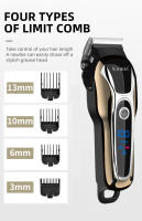 Cortador De Pelo Profesional Kemei KM-1990 Recargable Para Hombres Trimmer De Barba Corte Eléctrico Con Pantalla LCD Cuchilla De Acero Inoxidable Sin Cable - details 4