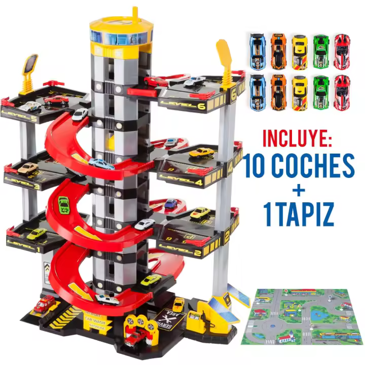 MOLTO Parking de juguete 7 plantas + 10 coches + Tapiz de juego - 1