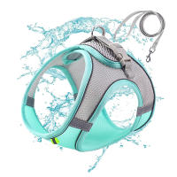 Juego De Correa Y Arnes Para Gato De Tela Malla Suave Ajustable Con Cinturones Reflectantes Para Pequeños Y Grandes Gatos Vestido De Caminar Con Correa - details 2