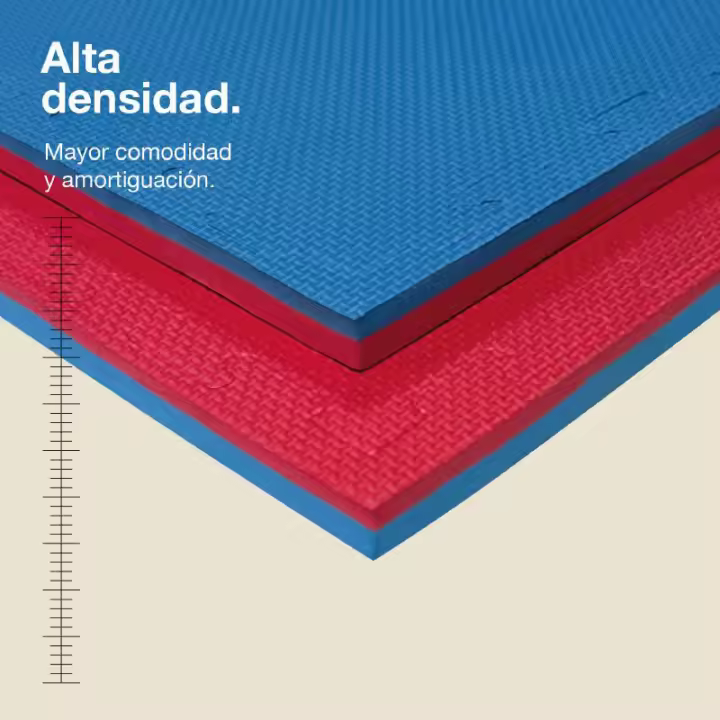 JOWY Tatami Puzzle 1x1m 2cm · Goma EVA Reversible Azul/Rojo o Negro/Gris · Modelo "T" · Esterilla Artes Marciales, Fitness y Suelo Tatami Japonés - 1