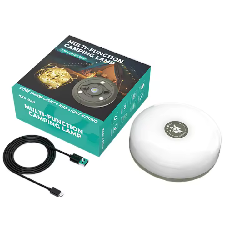 Luz De Cadena Recargable Para Camping 2 En 1 Con 8 Modos De Iluminación Luz De Cadena Portátil Para Exteriores Material ABS Fuente De Luz LED Tiempo De Iluminación 6h - 1