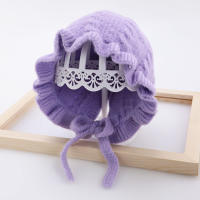 Gorro De Bebé Otoño Invierno Con Diseño De Volante Y Estampado Sólido Ajustable Para Niñas Cabeza Infantil Ropa De Bebé - details 5