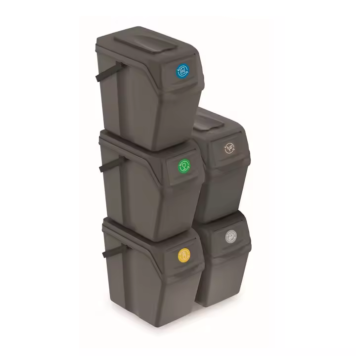 Juego de 5 cubos de reciclaje 125L Prosperplast Sortibox de plastico en color gris - 1
