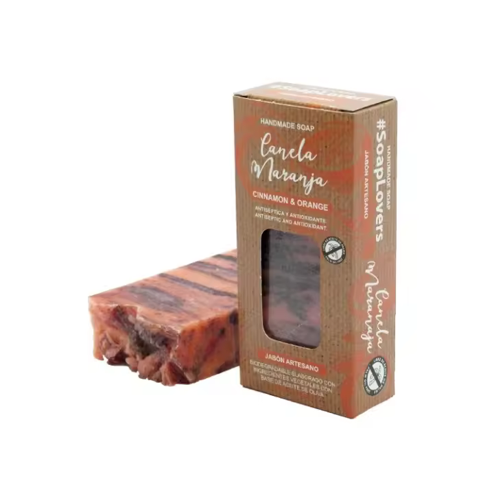 JABÓN Natural y artesano de Canela y Naranja 100gr. - Laboncler - EXFOLIANTE, SUAVIZANTE DE LA PIEL, ASTRINGENTE Y REVITALIZANTE. - 1