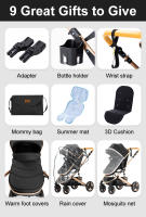 YAZOCO - Cochecito de bebé plegable con marco de aluminio, carrito de lujo 3 en 1, coche alto para recién nacidos con gran espacio cómodo - details 28