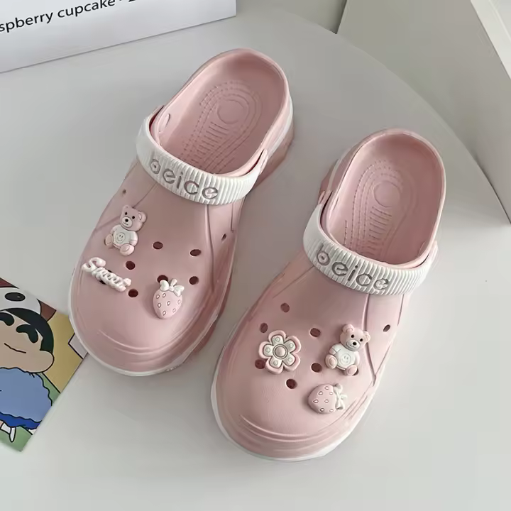Sandalias De Verano Para Mujer 2024 Con Suela Gruesa EVA Antideslizante DIY Holes Diseño Lindo Y Solido Sandalias Y Zapatillas De Playa - 1