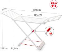 Tendedero Plegable de 100% Resina,Fabricado en España, 180x108x55cm, Resistente y Firme con Viento, Tendedero Exterior/Interior de Ropa Adecuado para Balcón, Jardín, Salón, Blanco. Envío desde España - details 2