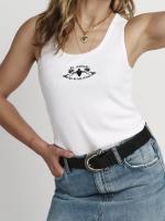 Camiseta tirantes "religión" de Aire Retro. Camiseta entalladita de canalé con bordado central "El amor es mi religión" Con un algodón súper gustoso que se ajusta al cuerpo pero sin marcar demasiado! - details 0
