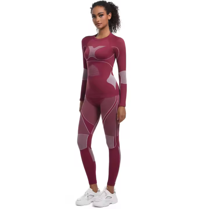 SSITO Conjunto de Mallas de gimnasio de Seco rápido, ropa de Esquí de DOT sin Costura para el invierno, ropa y pantalones de Seco rápido para correr, deporte y ciclismo - 1