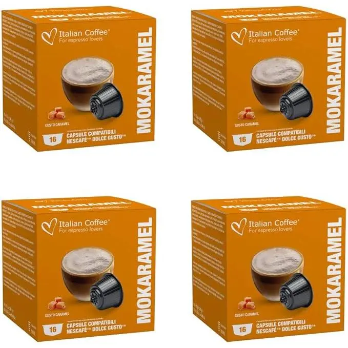 64 Capsulas Compatibles Dolce Gusto  de Mokaccino con Caramelo - Cafe Chocolate y con Sabor a Caramelo - 1