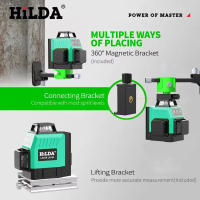 Nivel De Láser HILDA Mini 12 Líneas 3D Auto-nivelación 360 Grados Horizontal Y Vertical Cruzado Super Potente Haz De Láser Verde Portátil Línea - details 4
