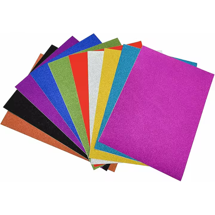 10 PCS/SET Hojas De Papel Brillante A4 Para Manualidades Y Decoración Adhesivas Autoadhesivas Para Niños En Jardín De Infantes Papel Emboss DIY Con Polvo - 1