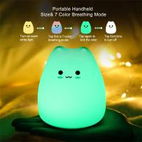 Lámpara De Noche De Gato Lindo En Silicona Con Sensor Táctil 7 Colores Luz De Dormir Para Decoración De Habitación Infantil Y Adultos - details 6