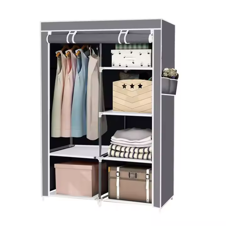 Armario Vestidor de Tela con bolsillos laterales Nyana Home 170x105x45cm, 1 puertas, 5 huecos, 1 ropero - 1