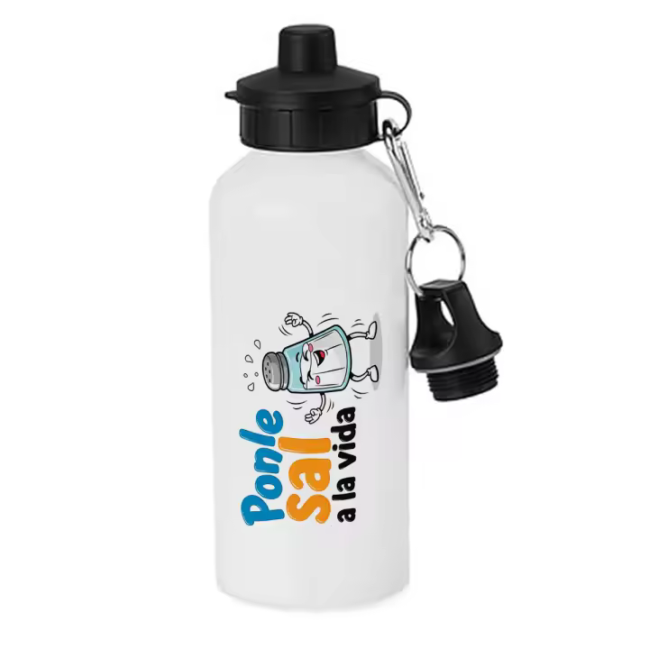 MERCHANDMANIA Bidón deportivo 600 ml acero inoxidable con chupón frase motivadora graciosa vida alegre divertida botella escolar deporte bicicleta - 1